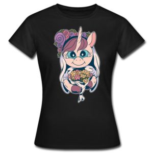 Frauen T-Shirt Einhorn als Braut